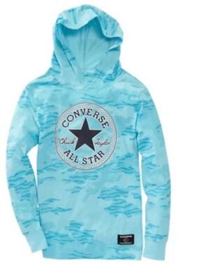 Converse Light Blue Camo Logo Hoodie for Kids NWT 5-6Y